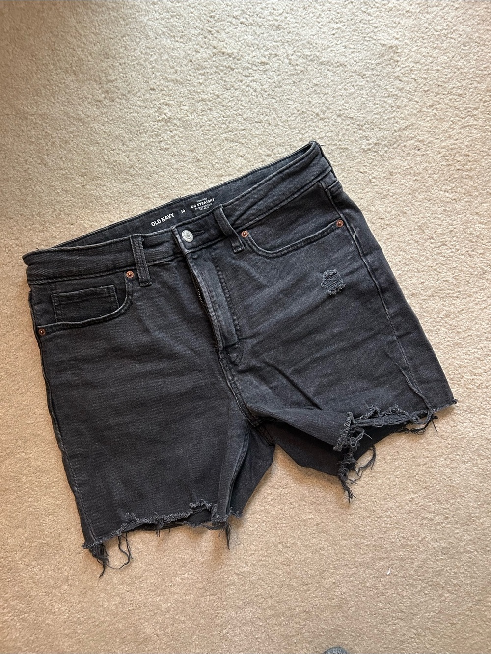Old Navy Black High-Rise Straight Denim Shorts